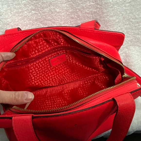 NWOT ♠️ Kate Spade Red Leather Satchel Crossbody - Picture 6 of 14